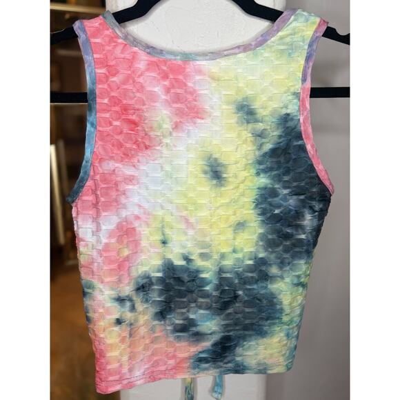 Hot Kiss tie-dye cinched-front crop top Juniors Medium Stretch Vintage Y2K - Picture 3 of 3